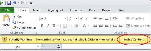 Excel Enable Content