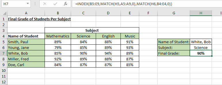 Excel Index Match Functions 3